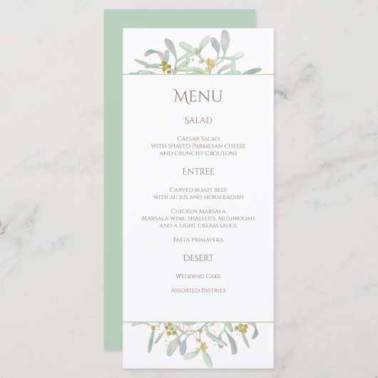 Frosted Mistletoe Winter Wedding Menu (Voorkant / Achterkant)