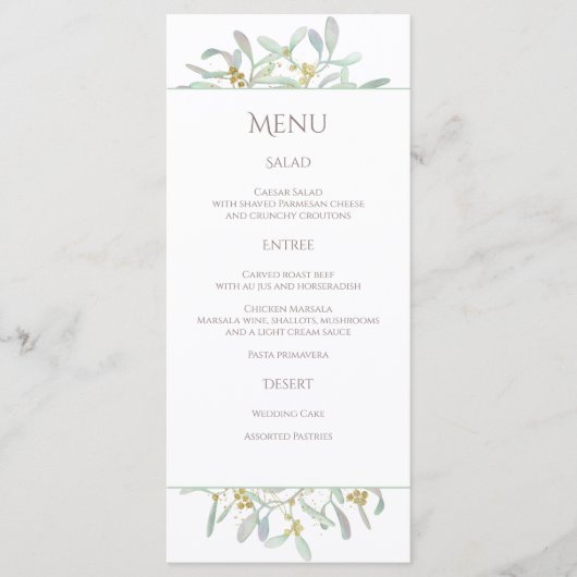 Frosted Mistletoe Winter Wedding Menu (Voorkant)