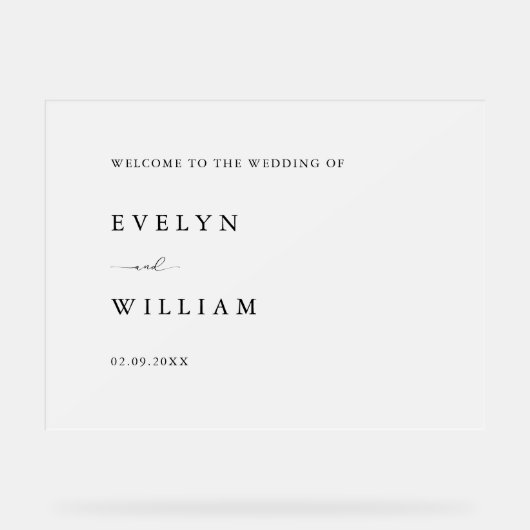 Frosted Modern Elegant Welkom Huwelijksingang Acryl Bord (Voorkant)