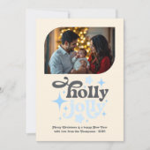 Frosted Morning Modern Blue Christmas Photo Feestdagenkaart (Voorkant)