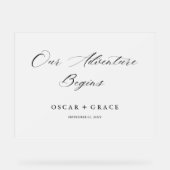 Frosted Ons Avontuur Begint Huwelijk Welkom Acryl Bord (Voorkant)