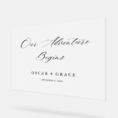 Frosted Ons Avontuur Begint Huwelijk Welkom Acryl Bord (Hoek)