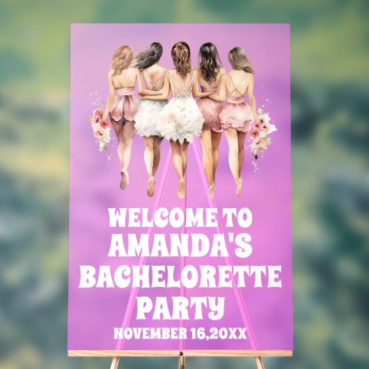 Frosted Paarse Acryl Bachelorette Welkom Teken Bord (Neutraal)