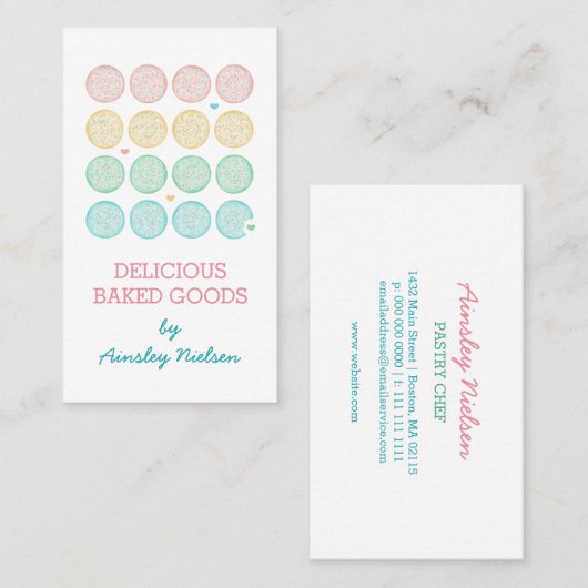 Frosted Pastel Cookies | Bakkerijproducten Visitekaartje (Voorkant / Achterkant)
