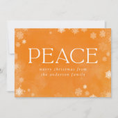 Frosted Peace Oranje Waterverf niet-foto Feestdagenkaart (Voorkant)