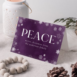 Frosted Peace Paarse Waterverf, niet-foto Feestdagen Kaart