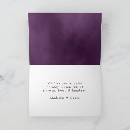 Frosted Peace Paarse Waterverf, niet-foto Feestdagen Kaart (Binnen)