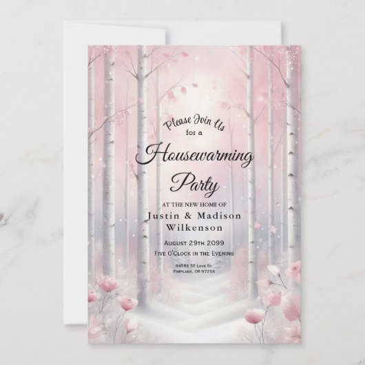 Frosted Petals in a Winter Woodland Housewarming Kaart (Voorkant)