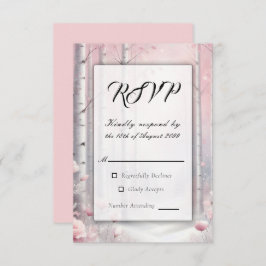 Frosted Petals in a Winter Woodland Wedding RSVP Kaartje