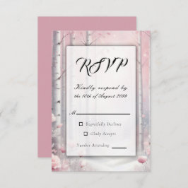 Frosted Petals in a Winter Woodland Wedding RSVP Kaartje