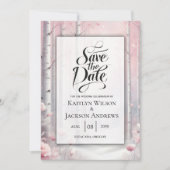 Frosted Petals in a Winter Woodland Wedding Save The Date (Voorkant)