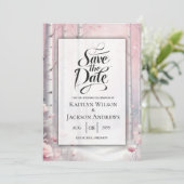 Frosted Petals in a Winter Woodland Wedding Save The Date (Staand voorkant)
