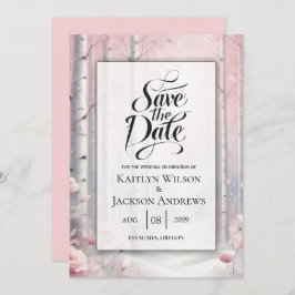Frosted Petals in a Winter Woodland Wedding Save The Date