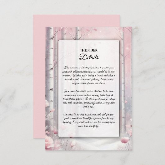 Frosted Petals in een Winter Woodland bruiloft Informatiekaartje (Voorkant / Achterkant)