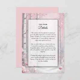 Frosted Petals in een Winter Woodland bruiloft Informatiekaartje