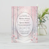 Frosted Petals in een Winter Woodland bruiloft Kaart (Staand voorkant)