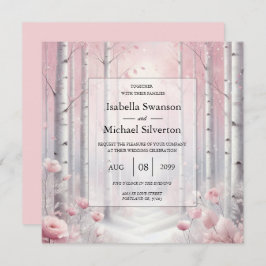 Frosted Petals in een Winter Woodland bruiloft Kaart