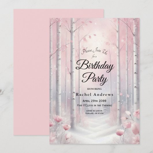 Frosted Petals in een Winter Woodland verjaardagsf Kaart (Voorkant / Achterkant)