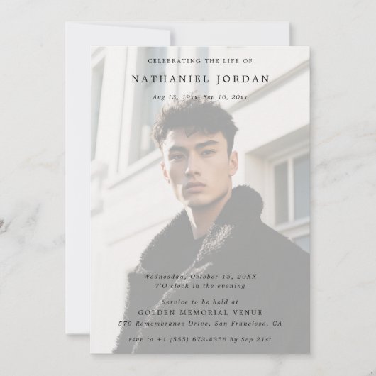 Frosted Photo Viering van het Leven Begrafenismonu Kaart (Voorkant)