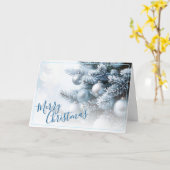 Frosted Pine Merry Christmas Greeting Card Kaart (Gele Bloem)