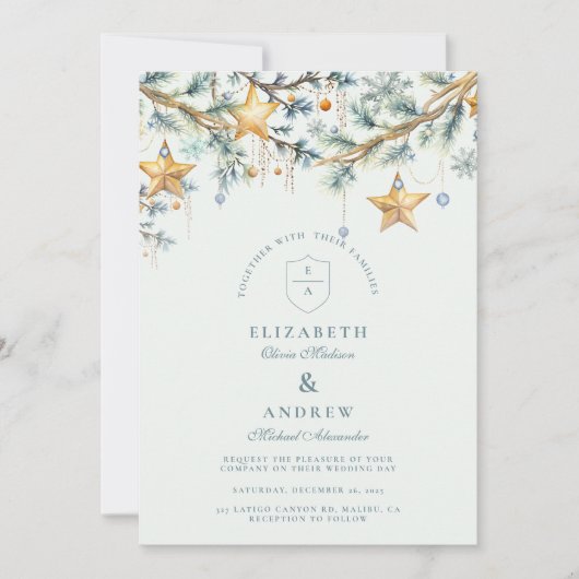 Frosted Pine Star Garland bruiloft Kaart (Voorkant)