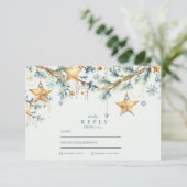 Frosted Pine Star Garland bruiloft RSVP Kaartje (Staand voorkant)