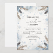 Frosted Pine Winter Blooms Wedding Kaart (Voorkant / Achterkant)
