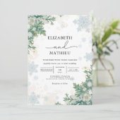 Frosted Pine Winter Wedding Kaart (Staand voorkant)