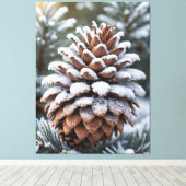 Frosted Pinecone Winter Wonderland Natuur Canvas Afdruk (Insitu (Houten vloer))