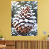 Frosted Pinecone Winter Wonderland Natuur Canvas Afdruk (Insitu (Woonkamer))