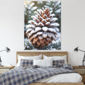 Frosted Pinecone Winter Wonderland Natuur Canvas Afdruk (Insitu (Slaapkamer))