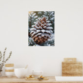 Frosted Pinecone Winter Wonderland Natuur Poster (Keuken)