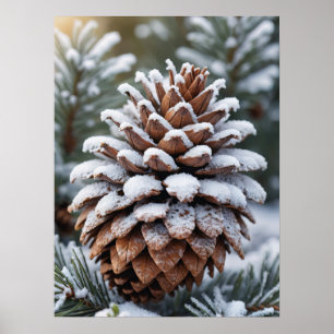 Frosted Pinecone Winter Wonderland Natuur Poster