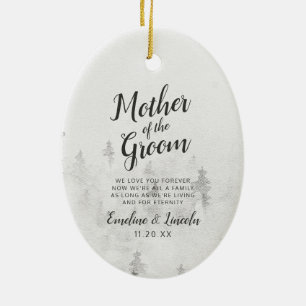 Frosted Pines aan de moeder van de bruidegom Quote Keramisch Ornament