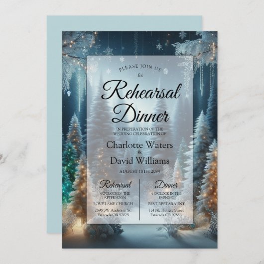 Frosted Pines in de winter Glow repetitie diner Kaart (Voorkant / Achterkant)