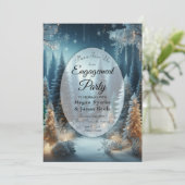 Frosted Pines in Winter Glow Engagement Party Kaart (Staand voorkant)