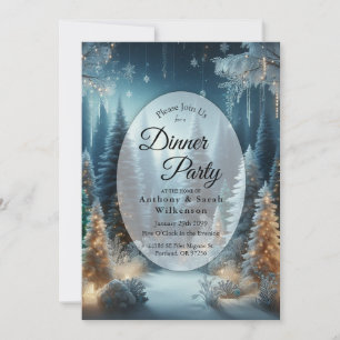 Frosted Pines in Winter Glow Home Dinner Party Kaart