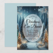 Frosted Pines in Winter Glow Kerstavond Diner Kaart (Voorkant / Achterkant)