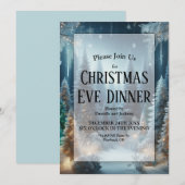 Frosted Pines in Winter Glow Kerstavond Diner Kaart (Voorkant / Achterkant)