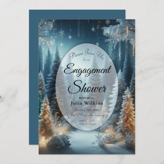 Frosted Pines in Winter Glow Verloving Shower Kaart (Voorkant / Achterkant)