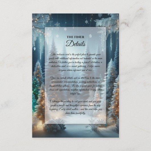 Frosted Pines in Winter Glow Wedding Informatiekaartje (Voorkant)