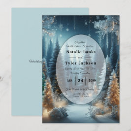 Frosted Pines in Winter Glow Wedding Kaart