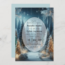 Frosted Pines in Winter Glow Wedding Kaart