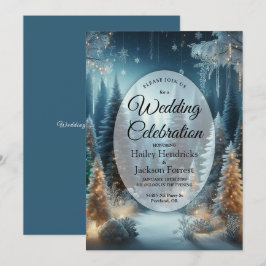 Frosted Pines in Winter Glow Wedding Kaart