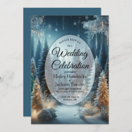 Frosted Pines in Winter Glow Wedding Kaart