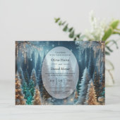 Frosted Pines in Winter Glow Wedding Kaart (Staand voorkant)