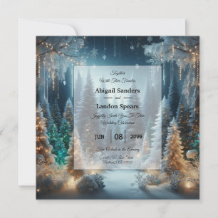 Frosted Pines in Winter Glow Wedding Kaart
