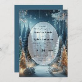 Frosted Pines in Winter Glow Wedding Kaart