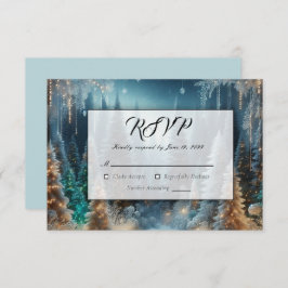 Frosted Pines in Winter Glow Wedding RSVP Kaartje