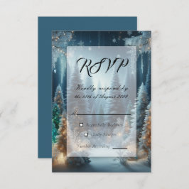 Frosted Pines in Winter Glow Wedding RSVP Kaartje